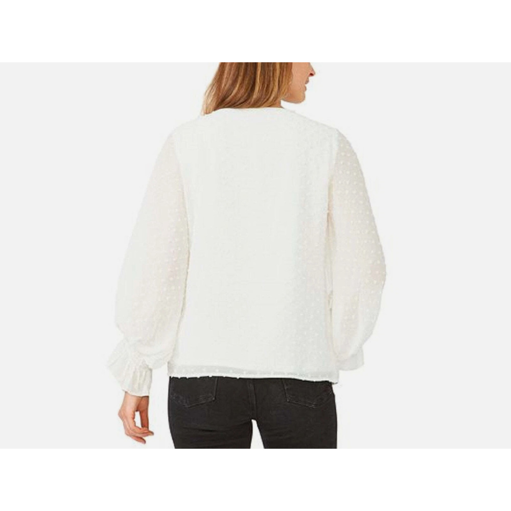 Vince Camuto Clip-Dot Smocked-Cuff Top White Size XL - Picture 3 of 5